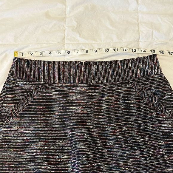 Loft multi colored mini pencil skirt size 6. Black with rainbow striped mini - Picture 9 of 10